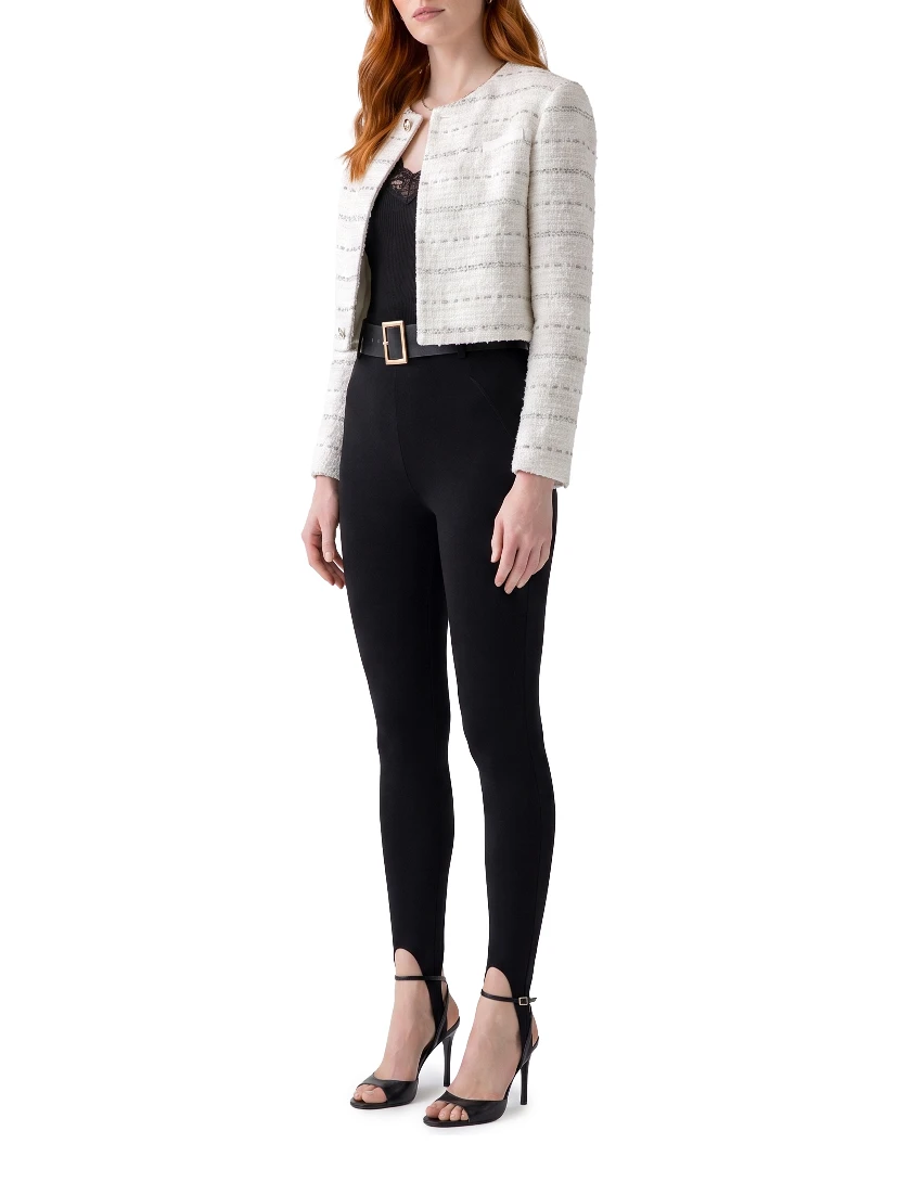 Black knit stirrup leggins