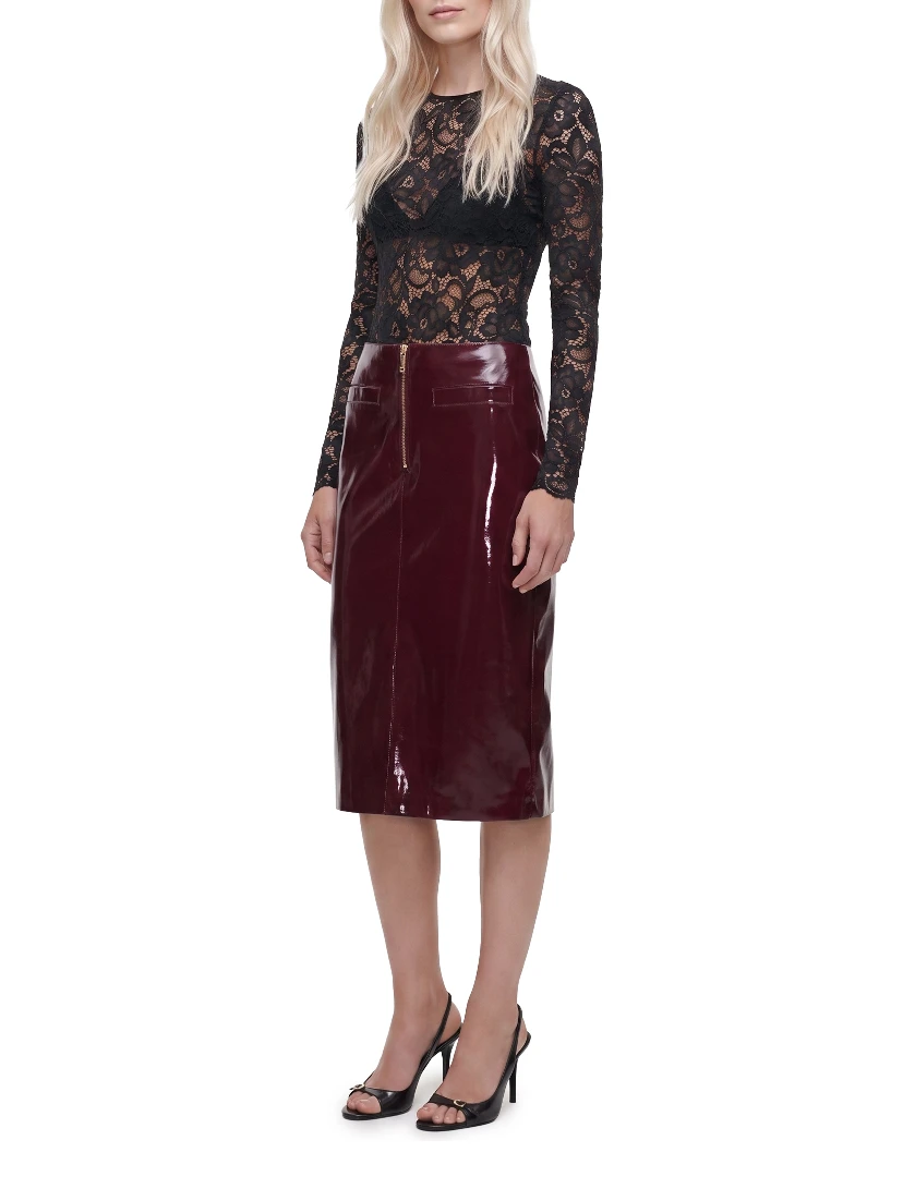Purple faux leather skirt