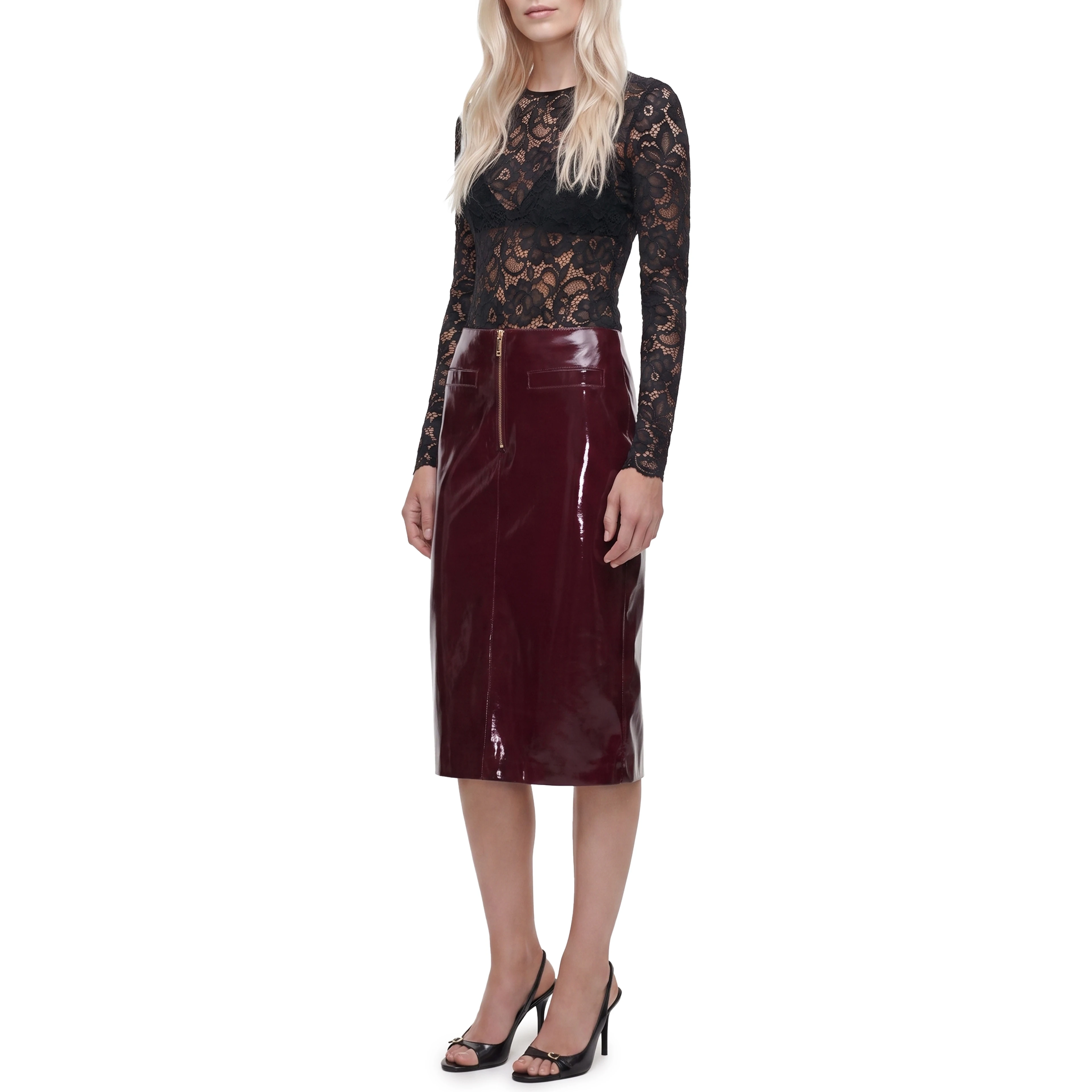 Purple faux leather skirt