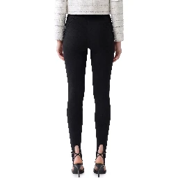Black knit stirrup leggins