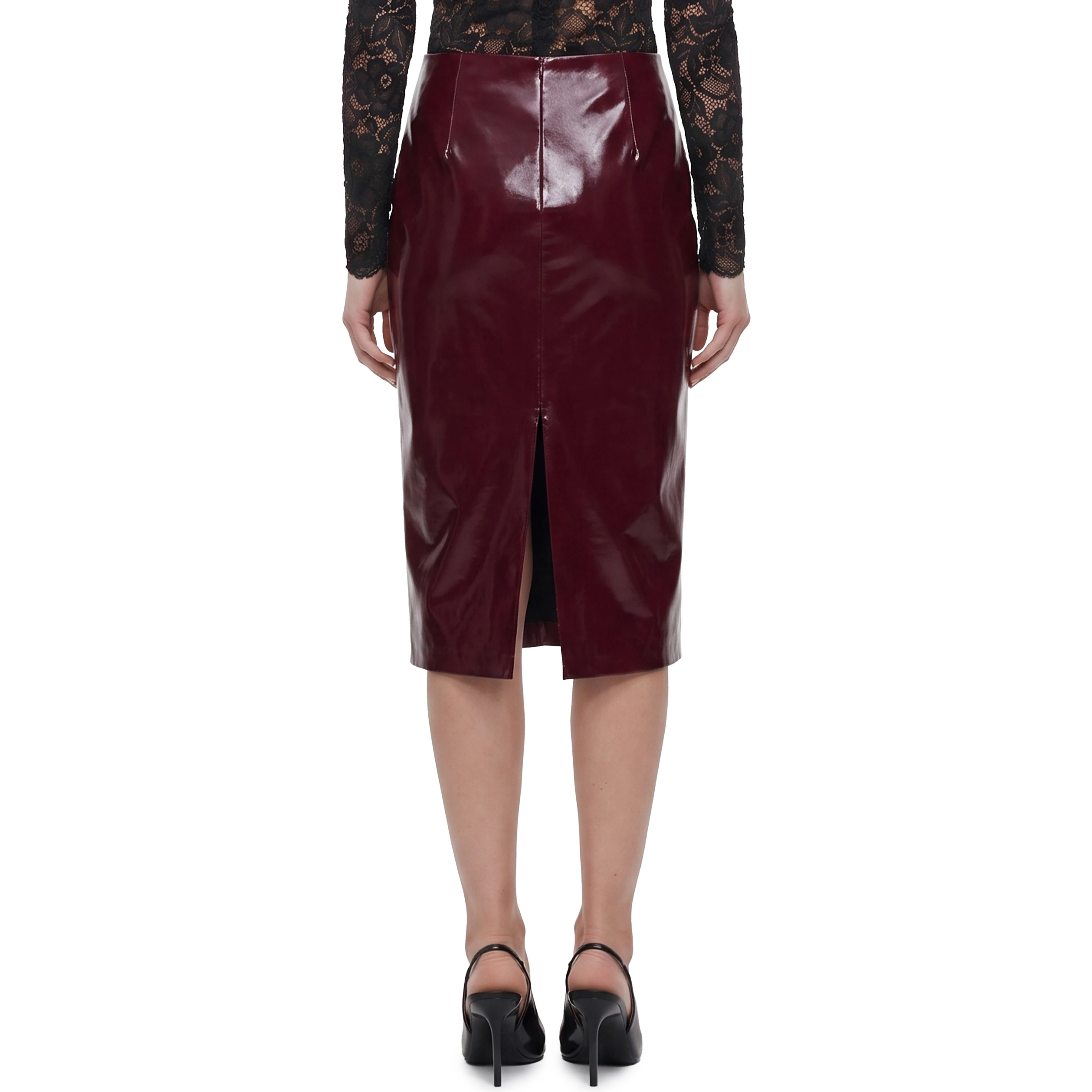 Purple faux leather skirt