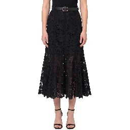 Black lace midi skirt