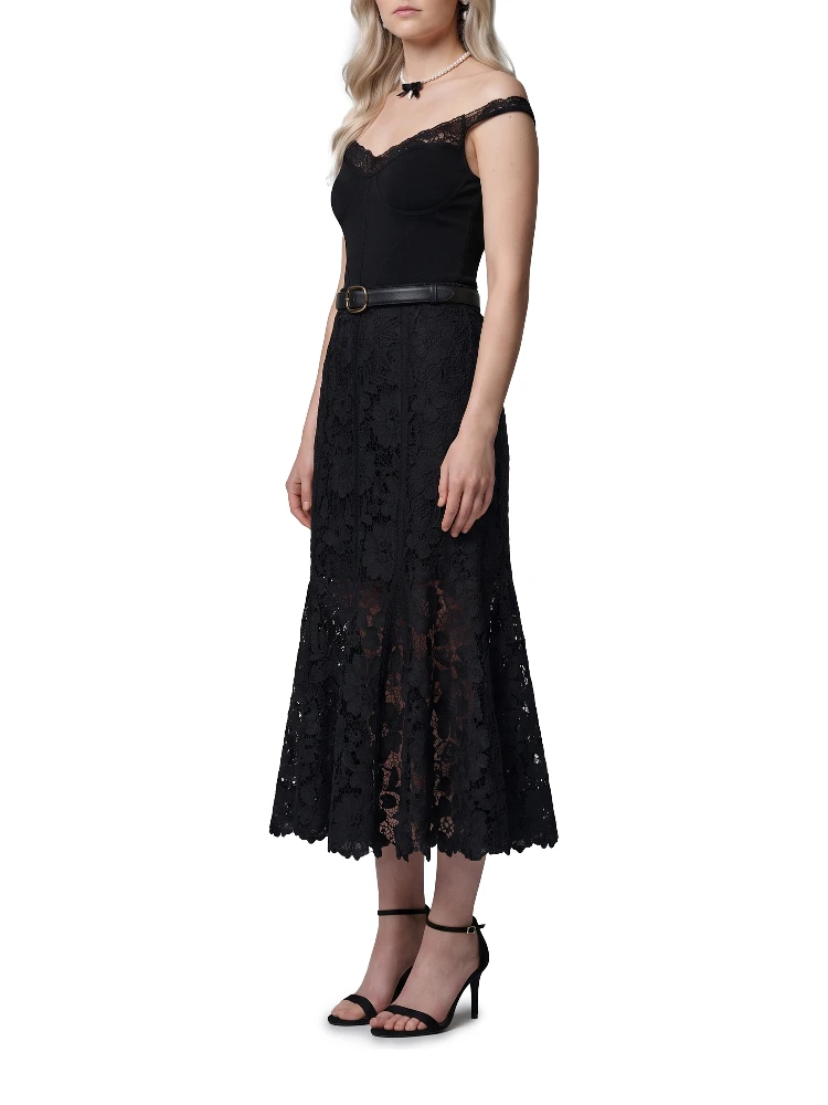 Black lace midi skirt alternative