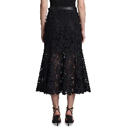 Black lace midi skirt