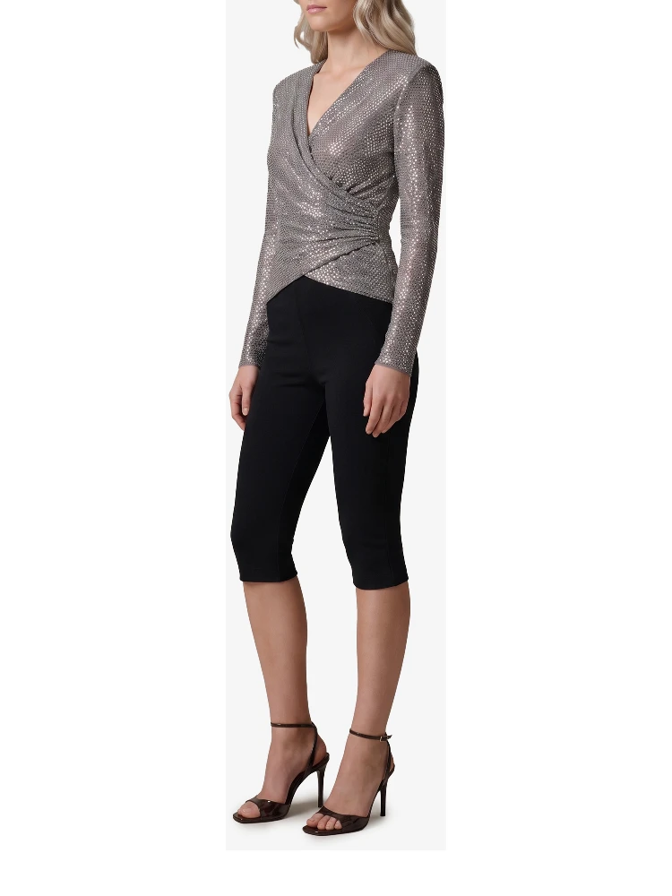 Grey rhinestone mesh wrap top alternative