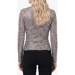 Grey rhinestone mesh wrap top