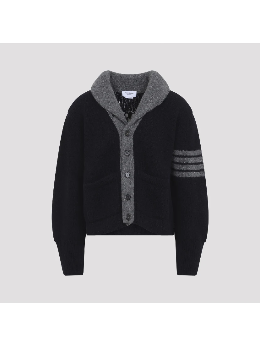 BROWNE 65 JERSEY INTARSIA SHAWL COLLAR CARDIGAN