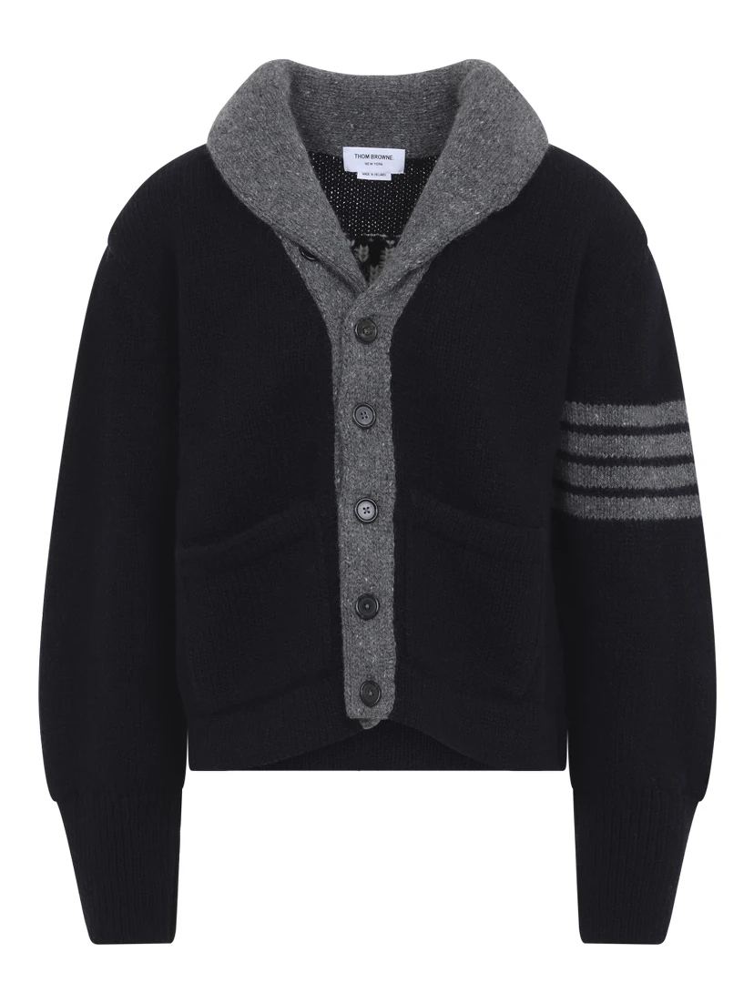 BROWNE 65 JERSEY INTARSIA SHAWL COLLAR CARDIGAN