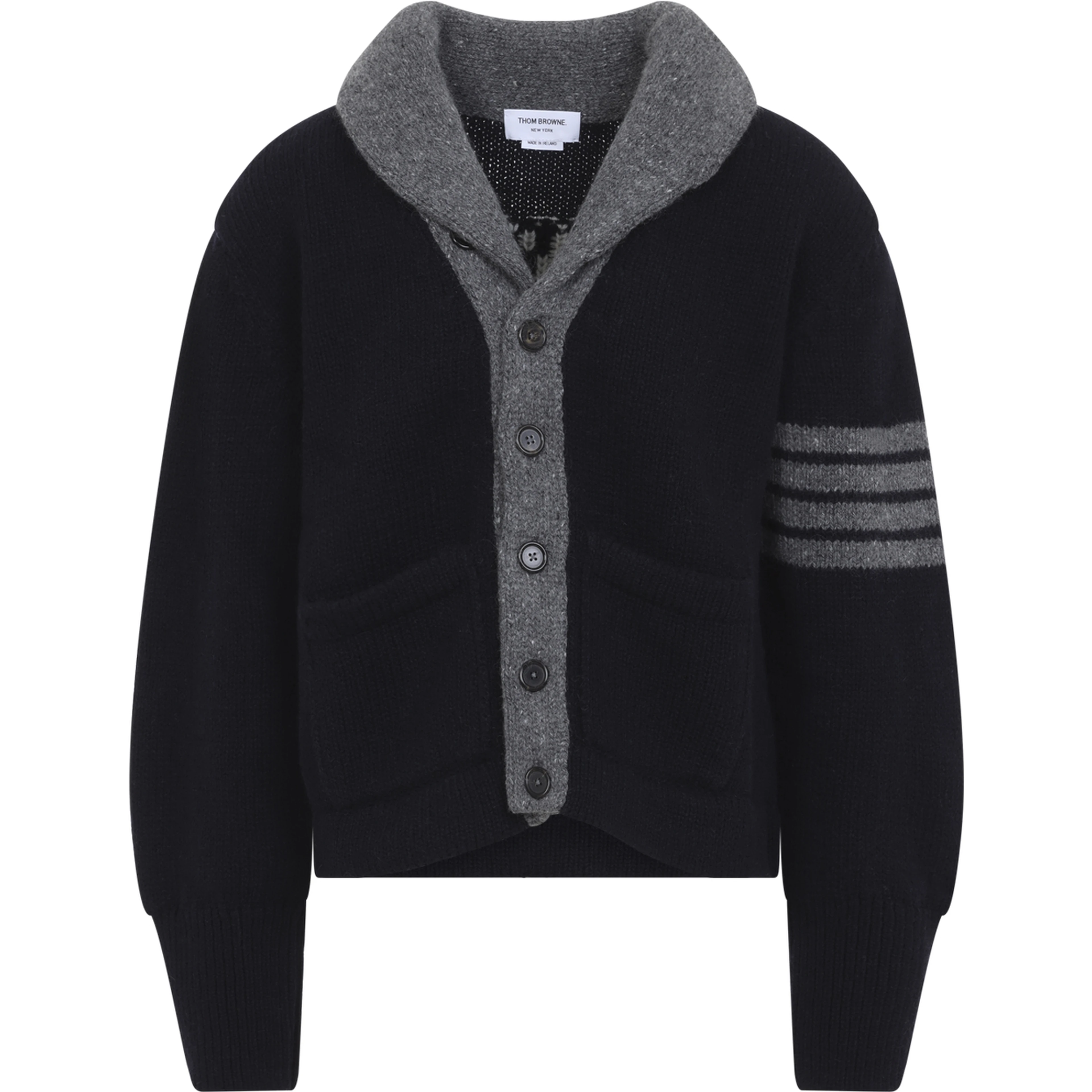 BROWNE 65 JERSEY INTARSIA SHAWL COLLAR CARDIGAN