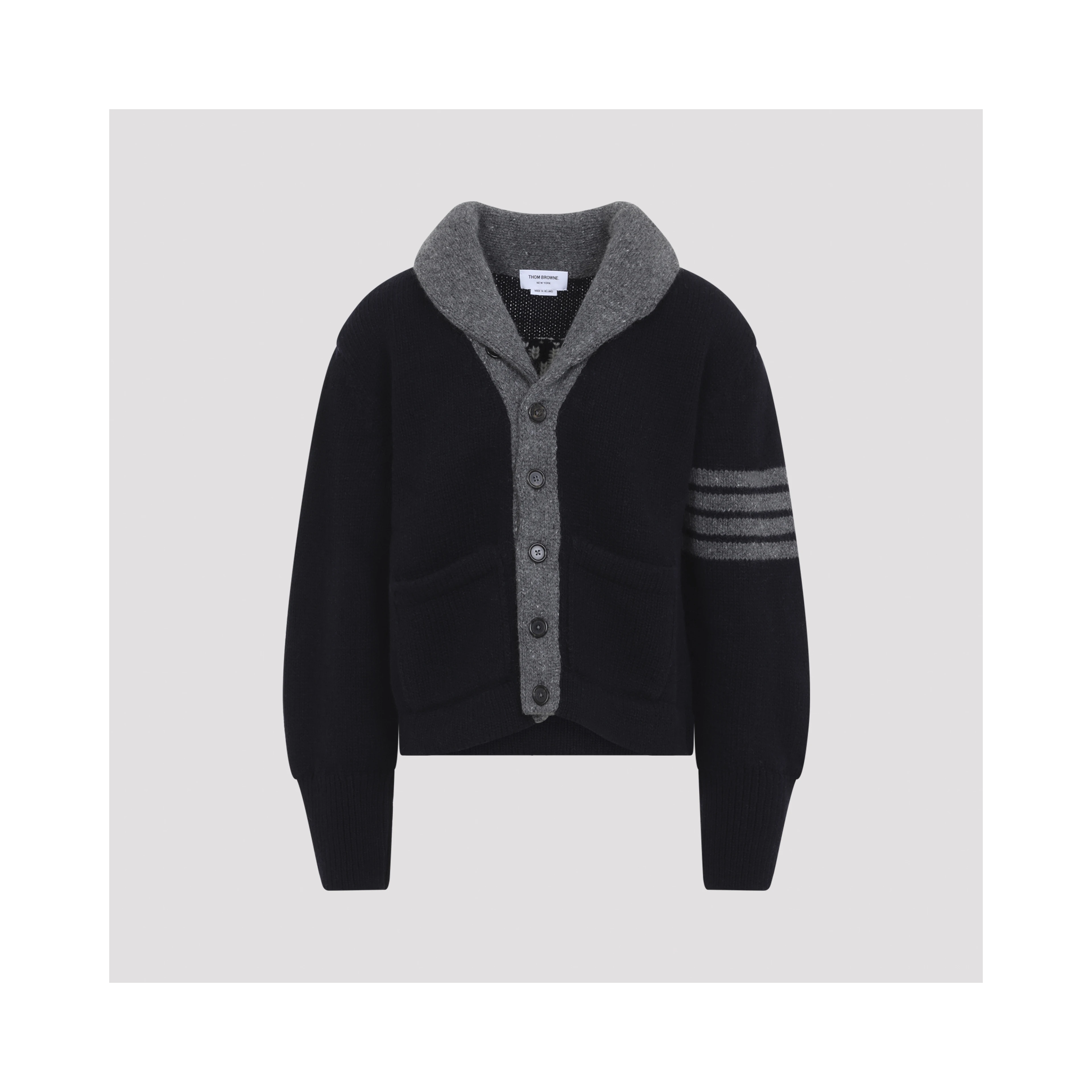 BROWNE 65 JERSEY INTARSIA SHAWL COLLAR CARDIGAN