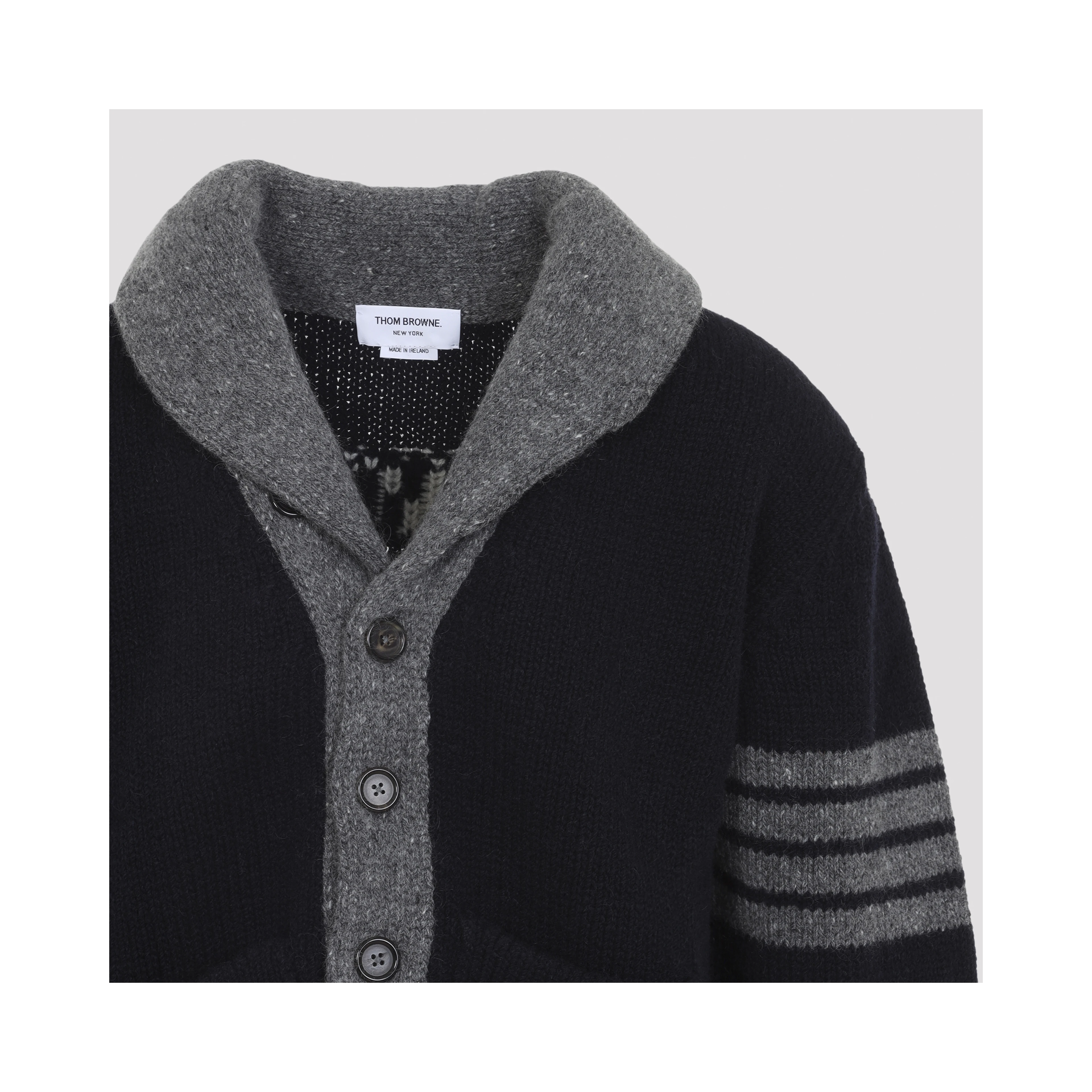 BROWNE 65 JERSEY INTARSIA SHAWL COLLAR CARDIGAN