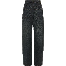 Blue Cotton Flared Jeans