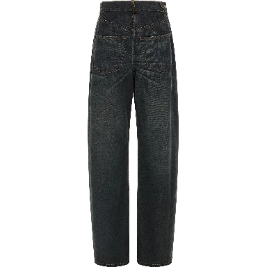 Blue Cotton Flared Jeans