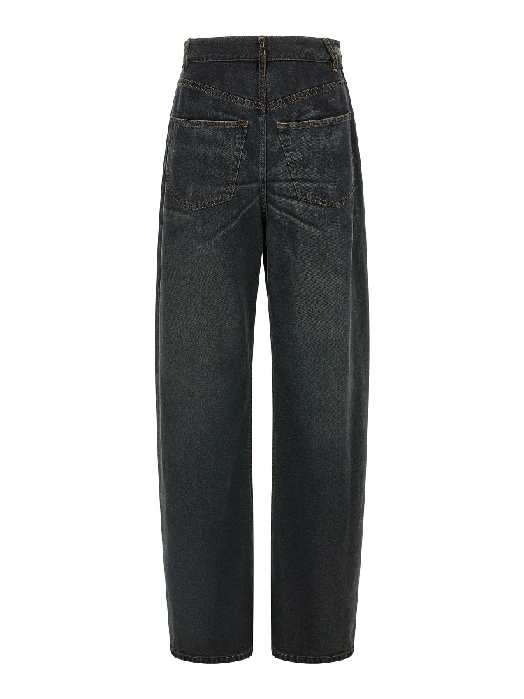 Blue Cotton Flared Jeans