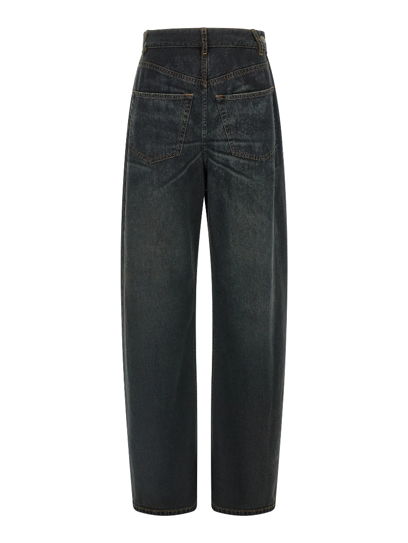 Blue Cotton Flared Jeans