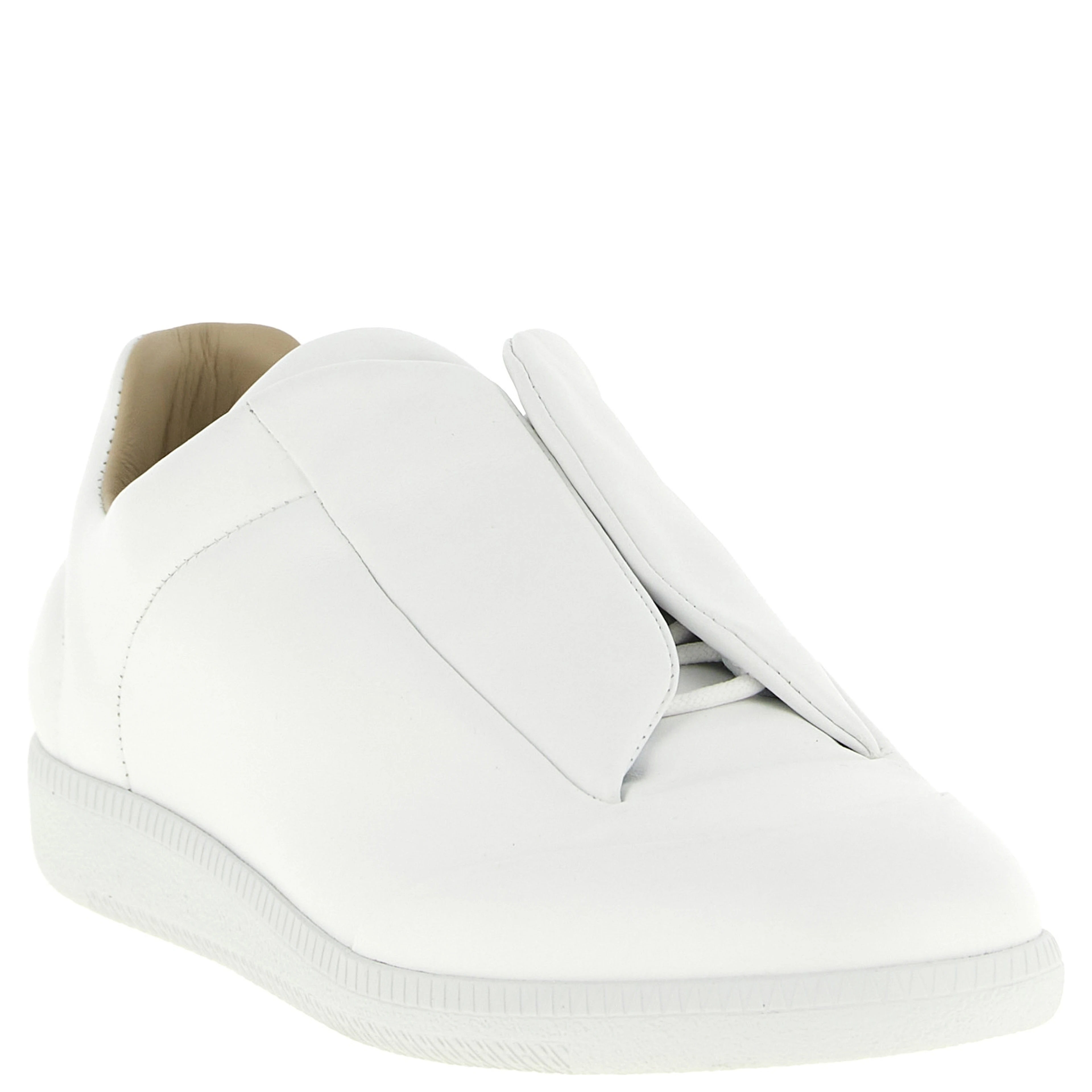 White Calfskin Low Top Sneakers
