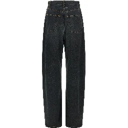 Blue Cotton Flared Jeans