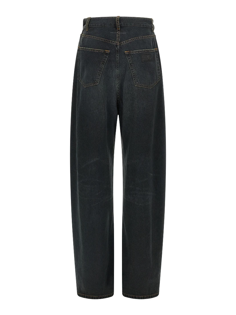 Blue Cotton Flared Jeans