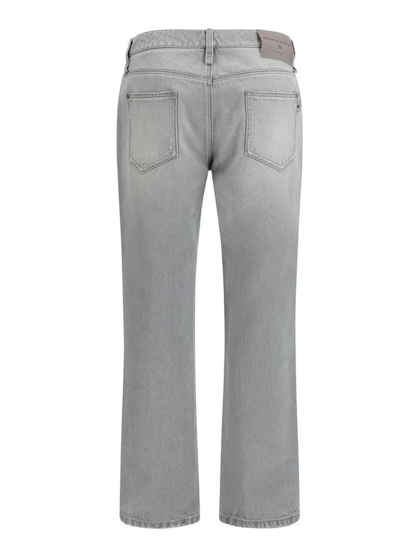 Gray Cotton Boyfriend Jeans