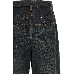 Blue Cotton Flared Jeans