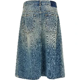 Blue Cotton Midi Skirt