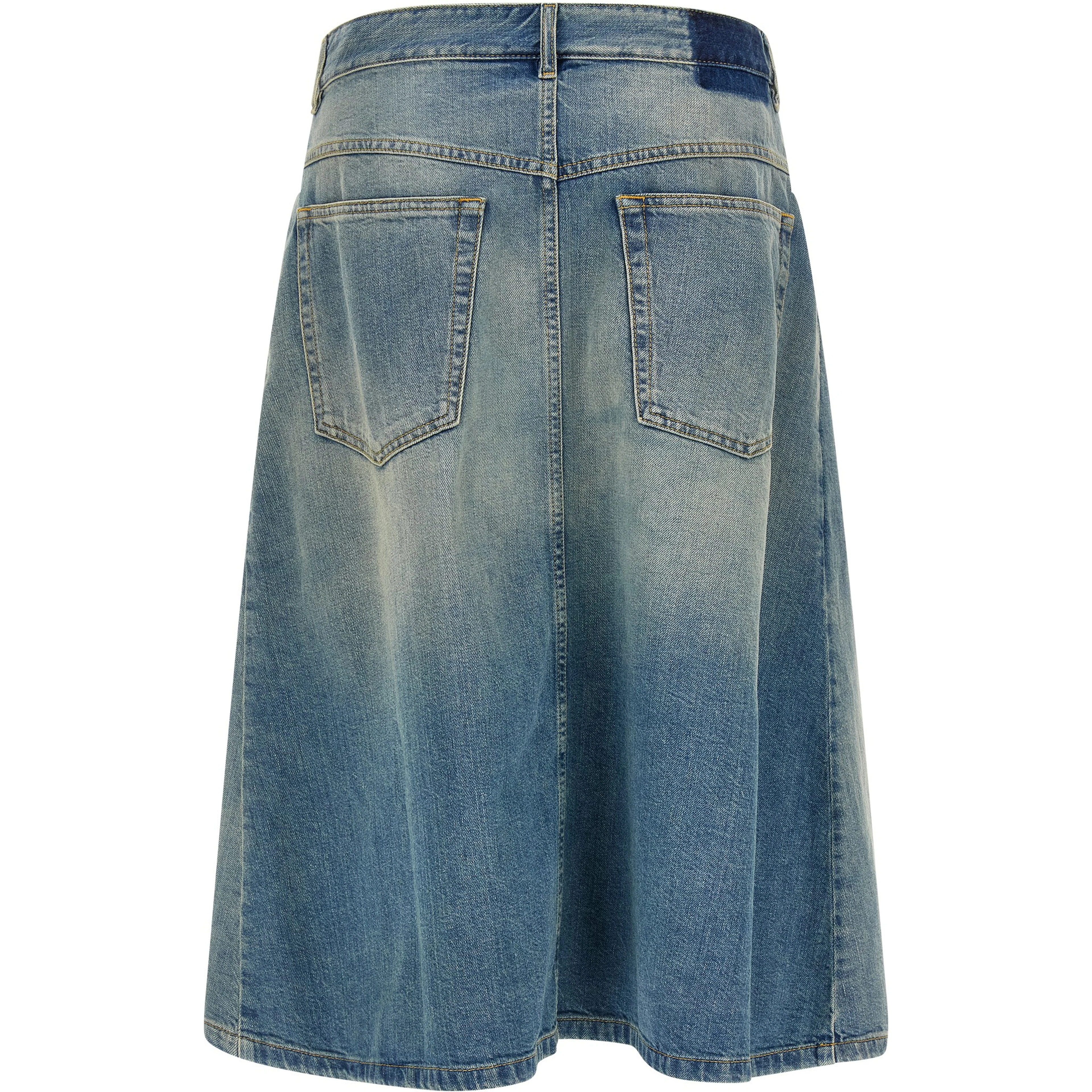 Blue Cotton Midi Skirt