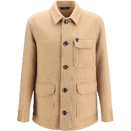 Beige Cashmere Leather Jacket