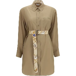 Beige Silk Casual Dress