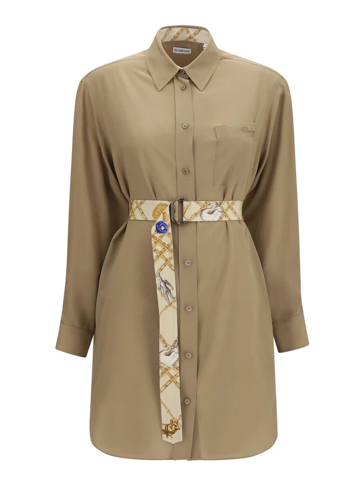 Beige Silk Casual Dress