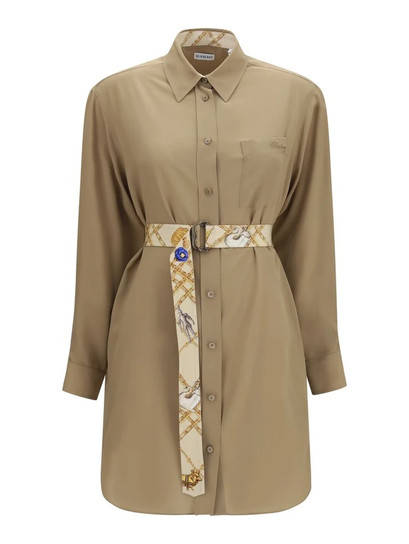 Beige Silk Casual Dress