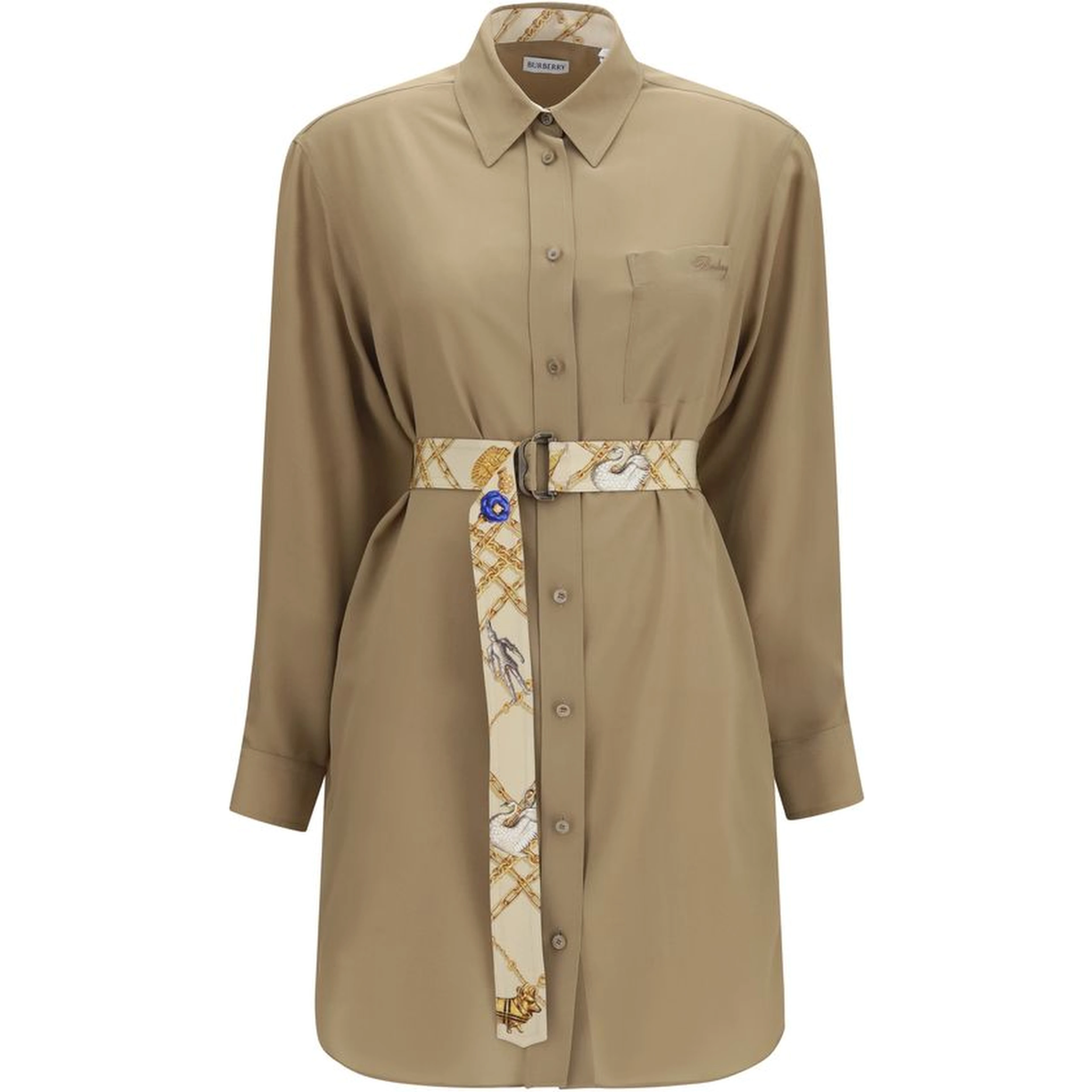 Beige Silk Casual Dress