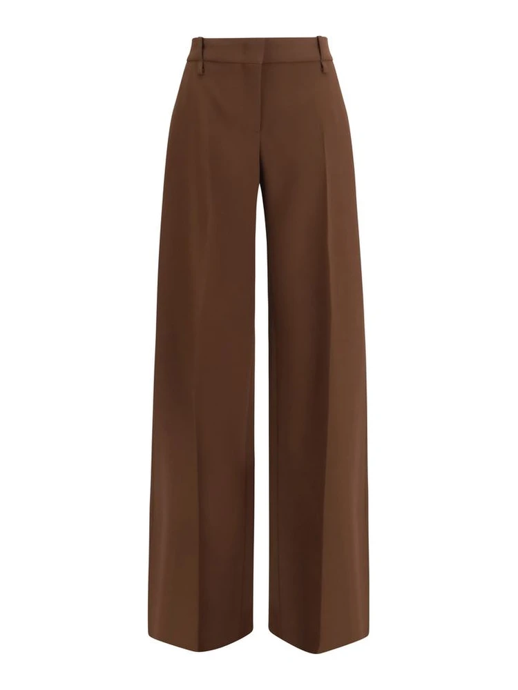 Brown Viscose Flared Pants