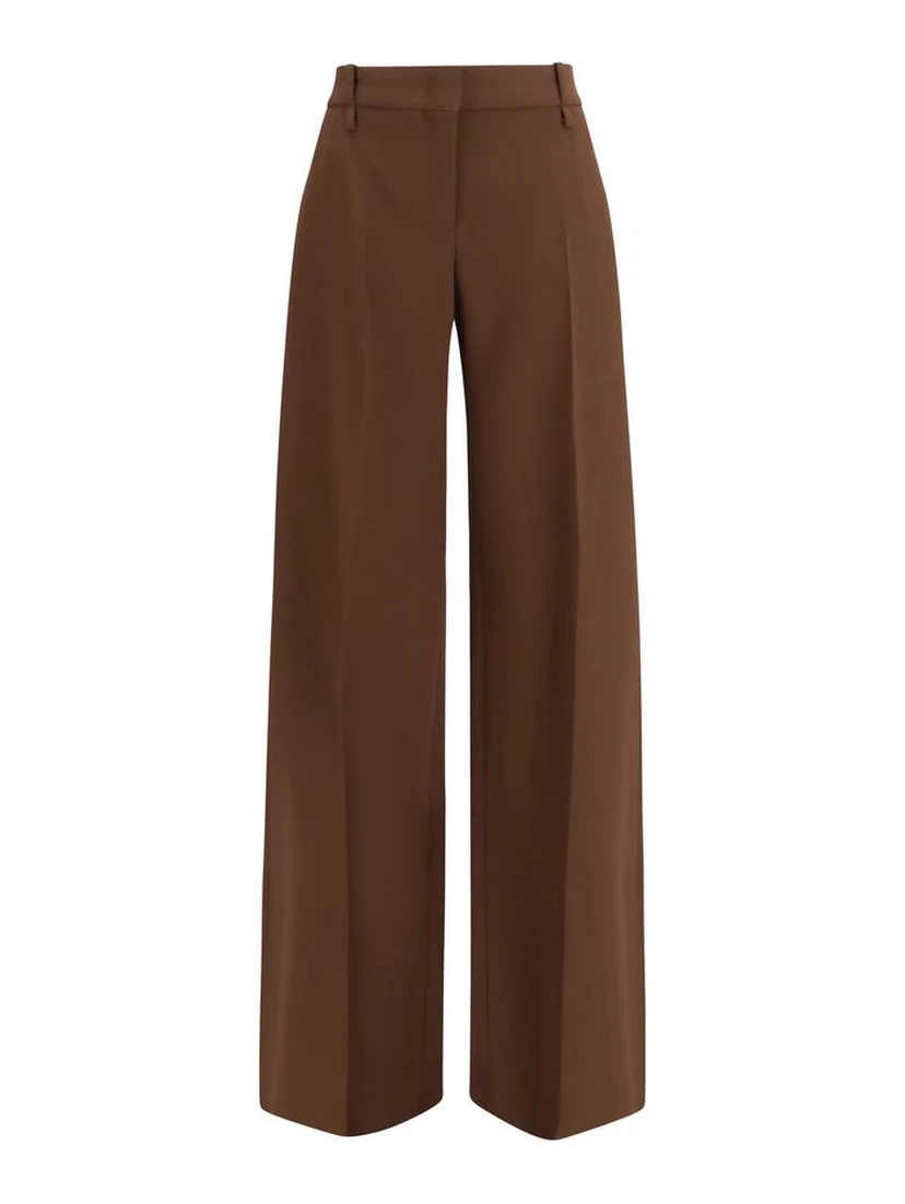 Brown Viscose Flared Pants
