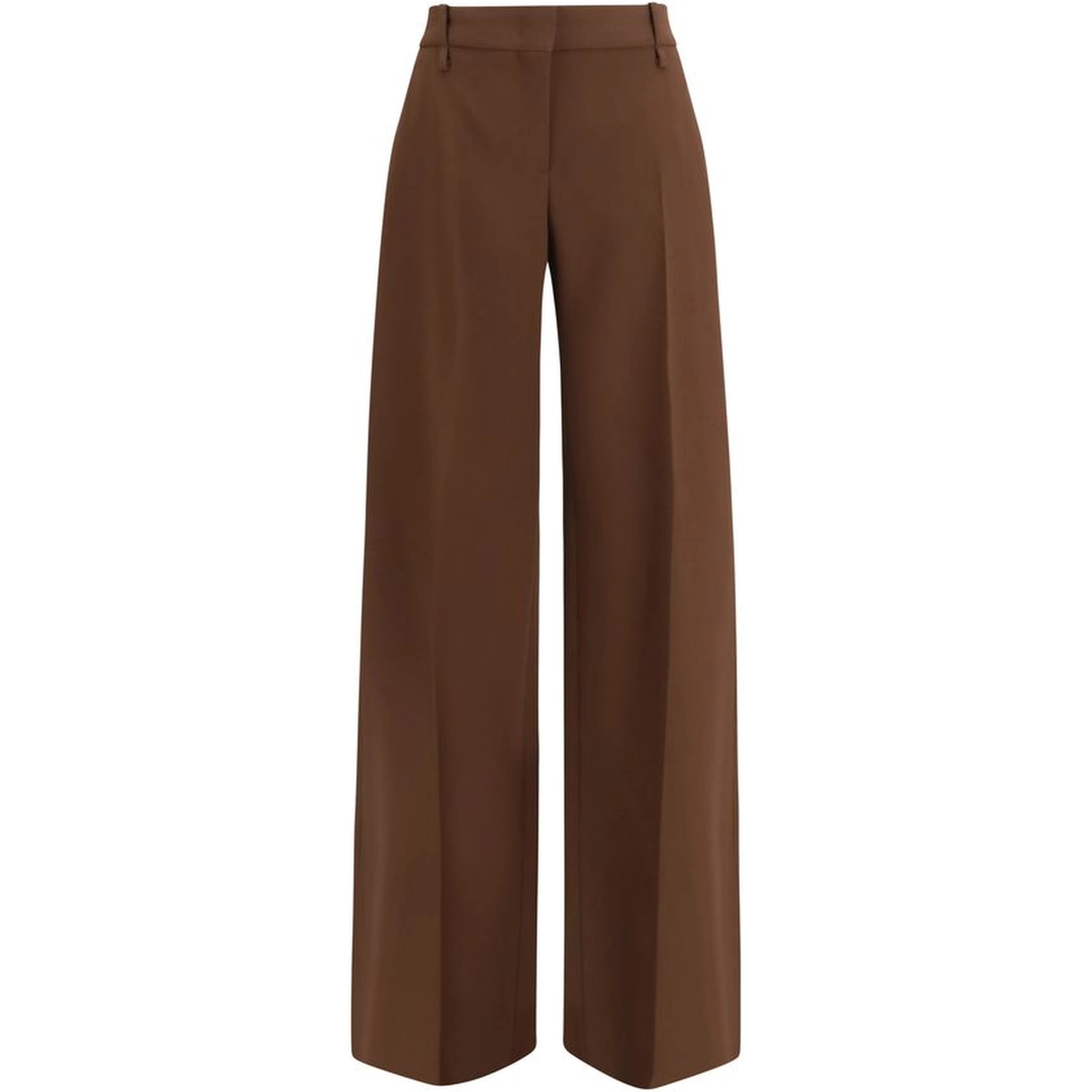 Brown Viscose Flared Pants
