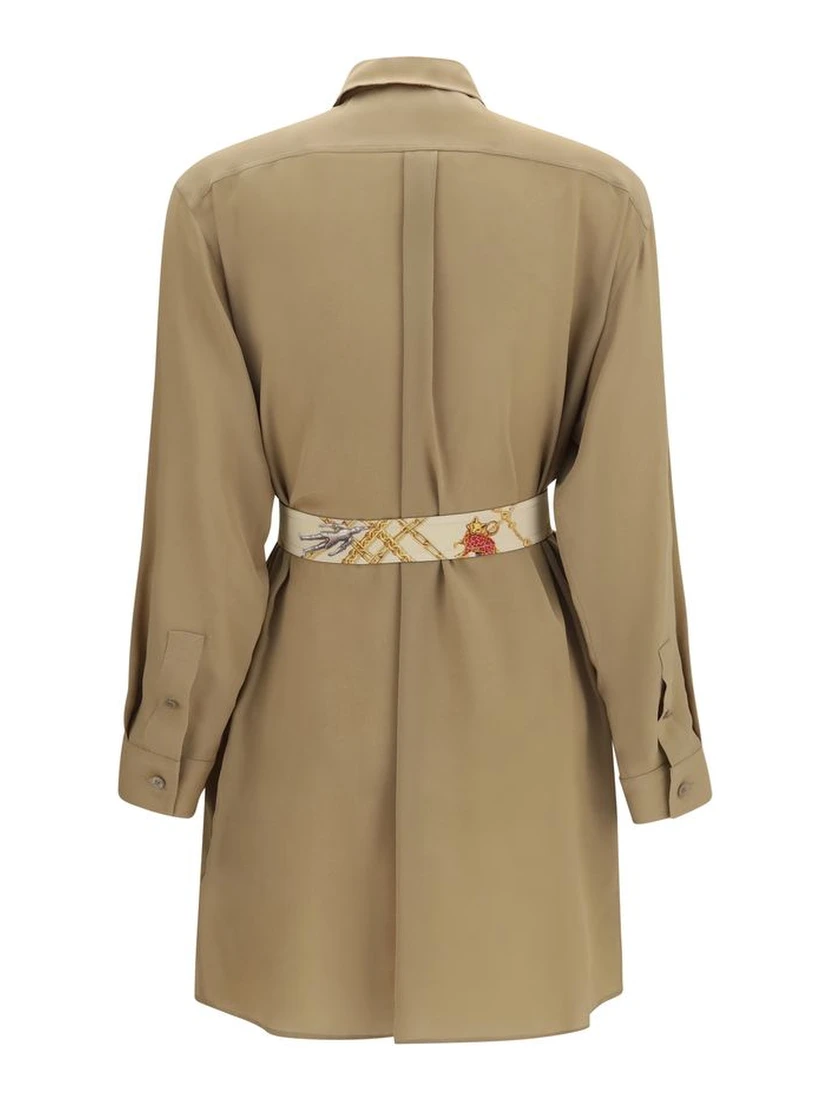 Beige Silk Casual Dress
