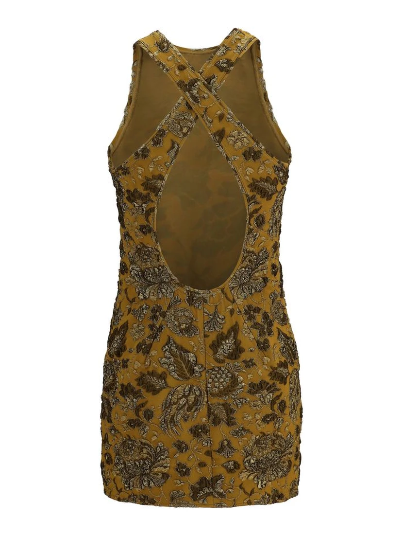 Brown Polyamide Casual Dress