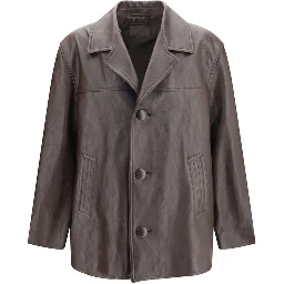 Black Wool Oves Aries Leather Jacket