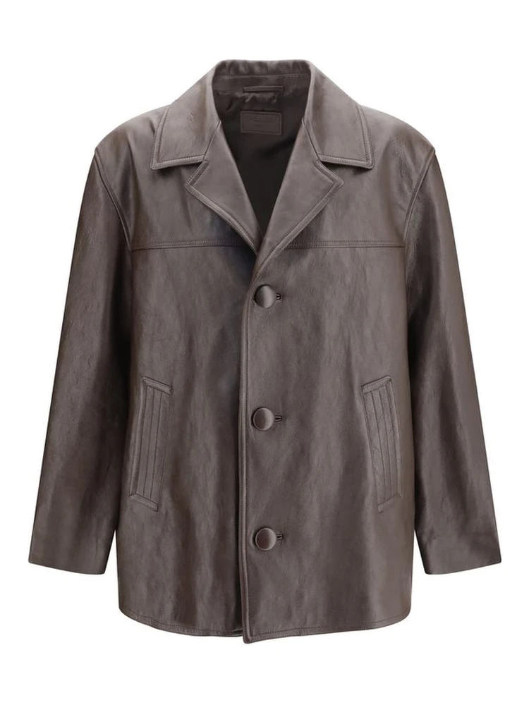 Black Wool Oves Aries Leather Jacket