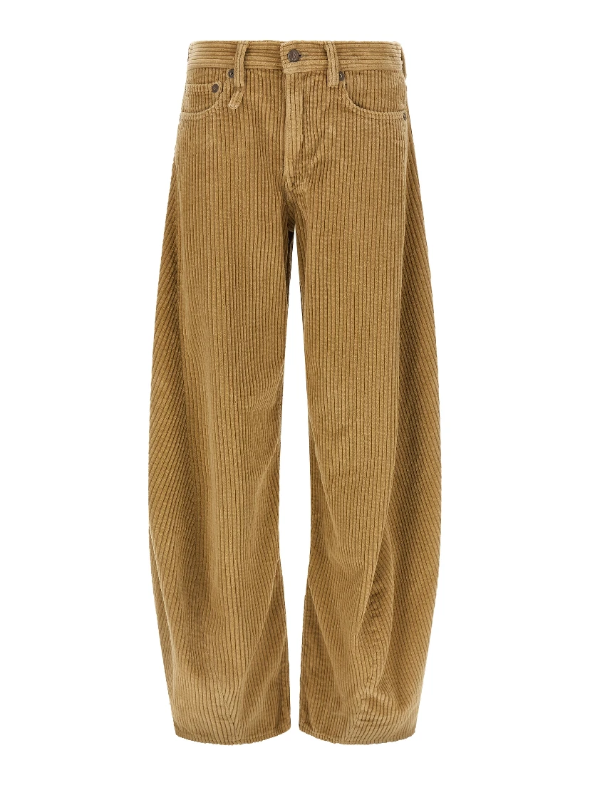 Beige Cotton Casual Pants