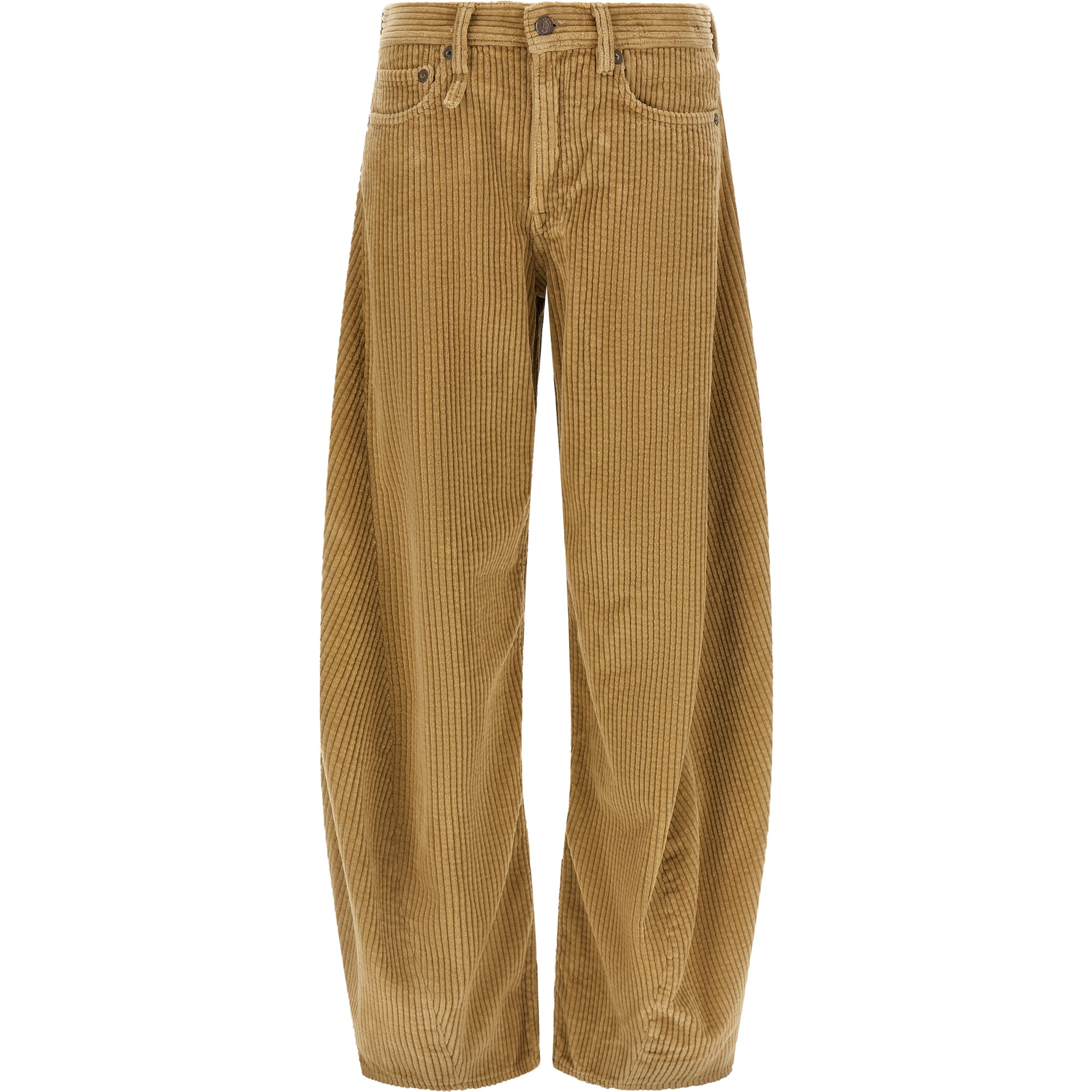 Beige Cotton Casual Pants