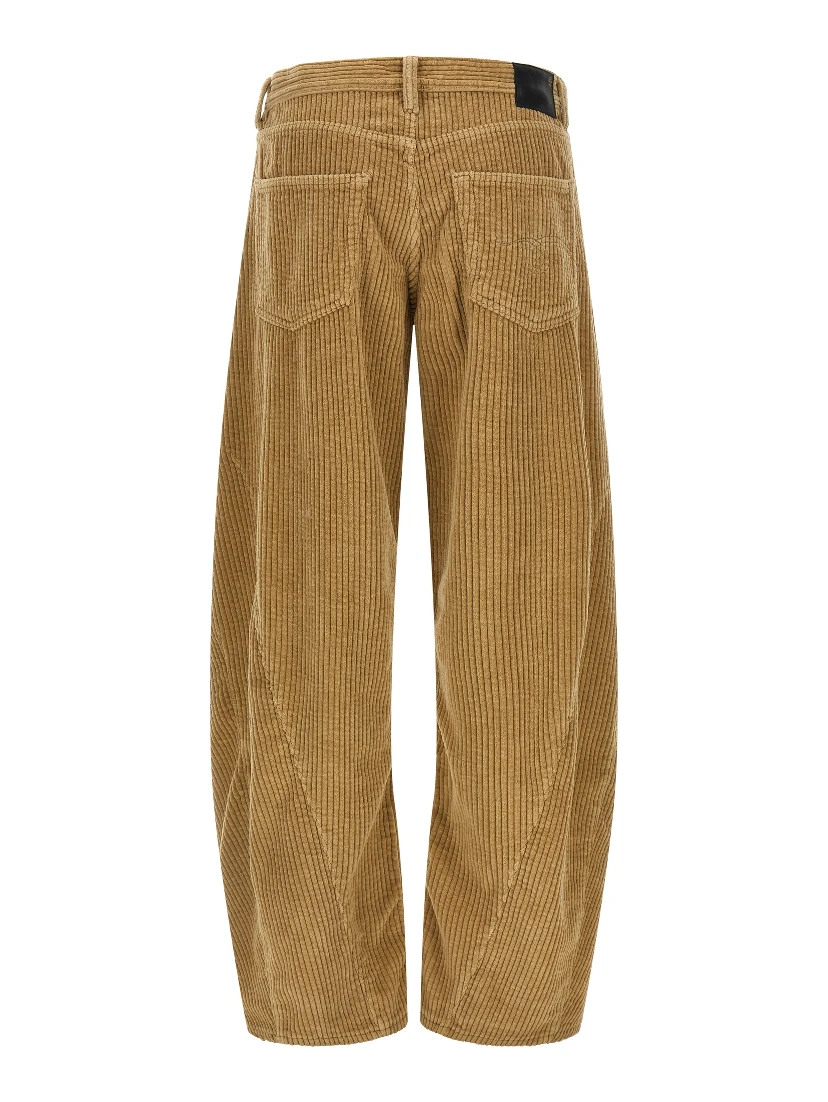 Beige Cotton Casual Pants