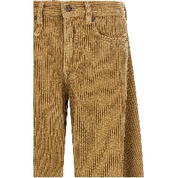 Beige Cotton Casual Pants