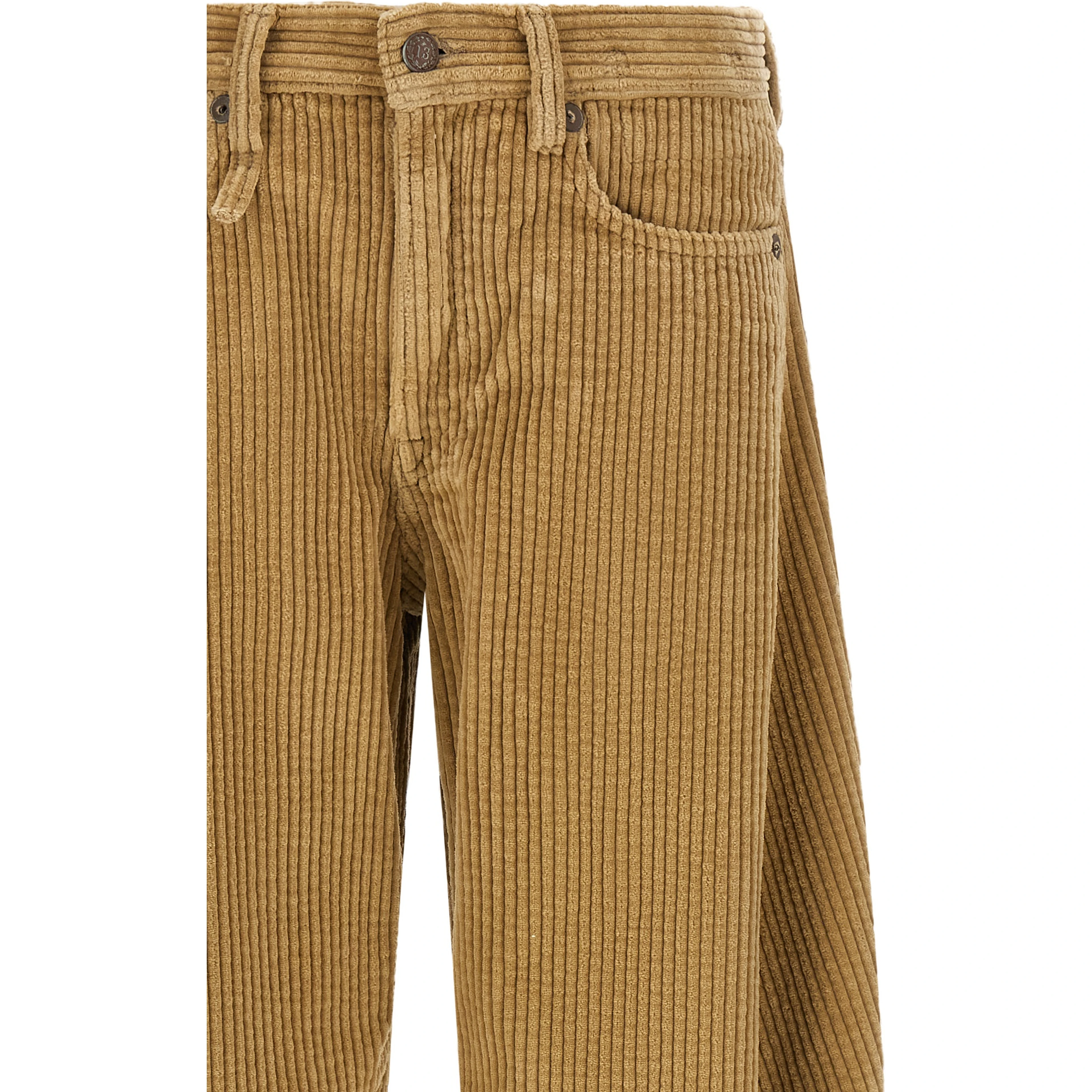 Beige Cotton Casual Pants
