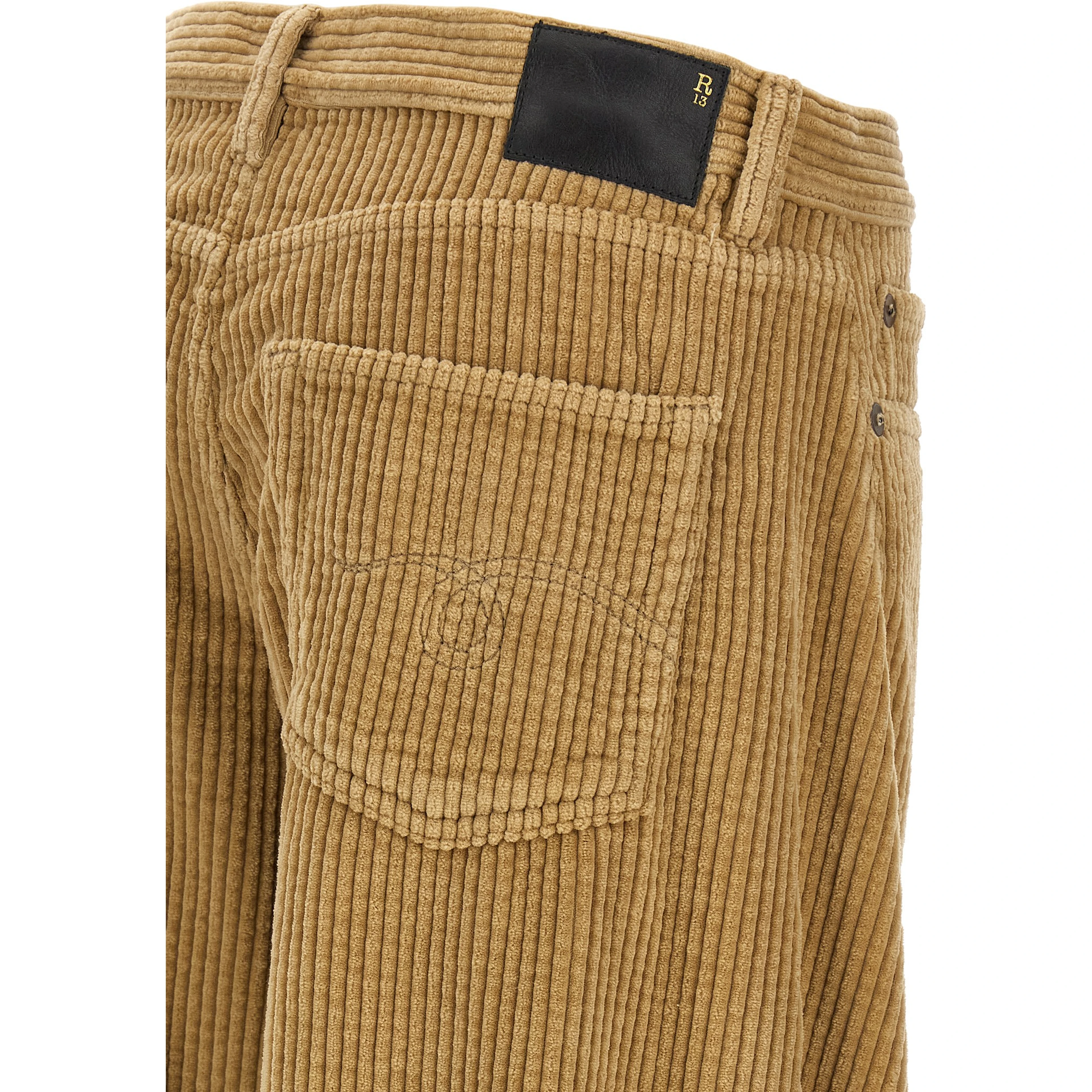 Beige Cotton Casual Pants