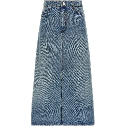 Blue Cotton Midi Skirt