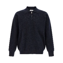 Blue Merino Wool Polo Shirt