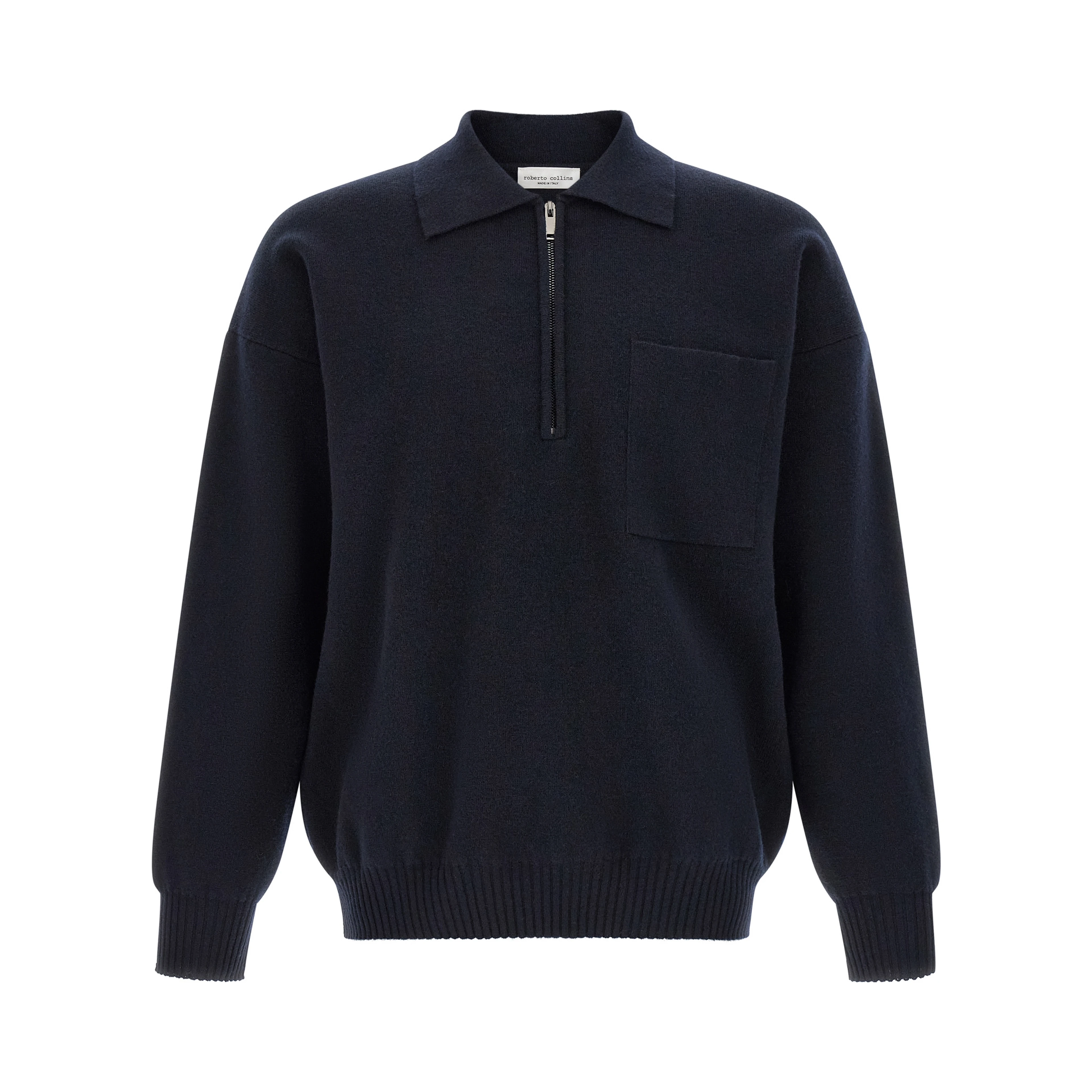 Blue Merino Wool Polo Shirt