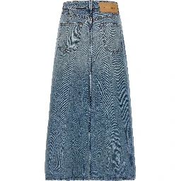 Blue Cotton Midi Skirt