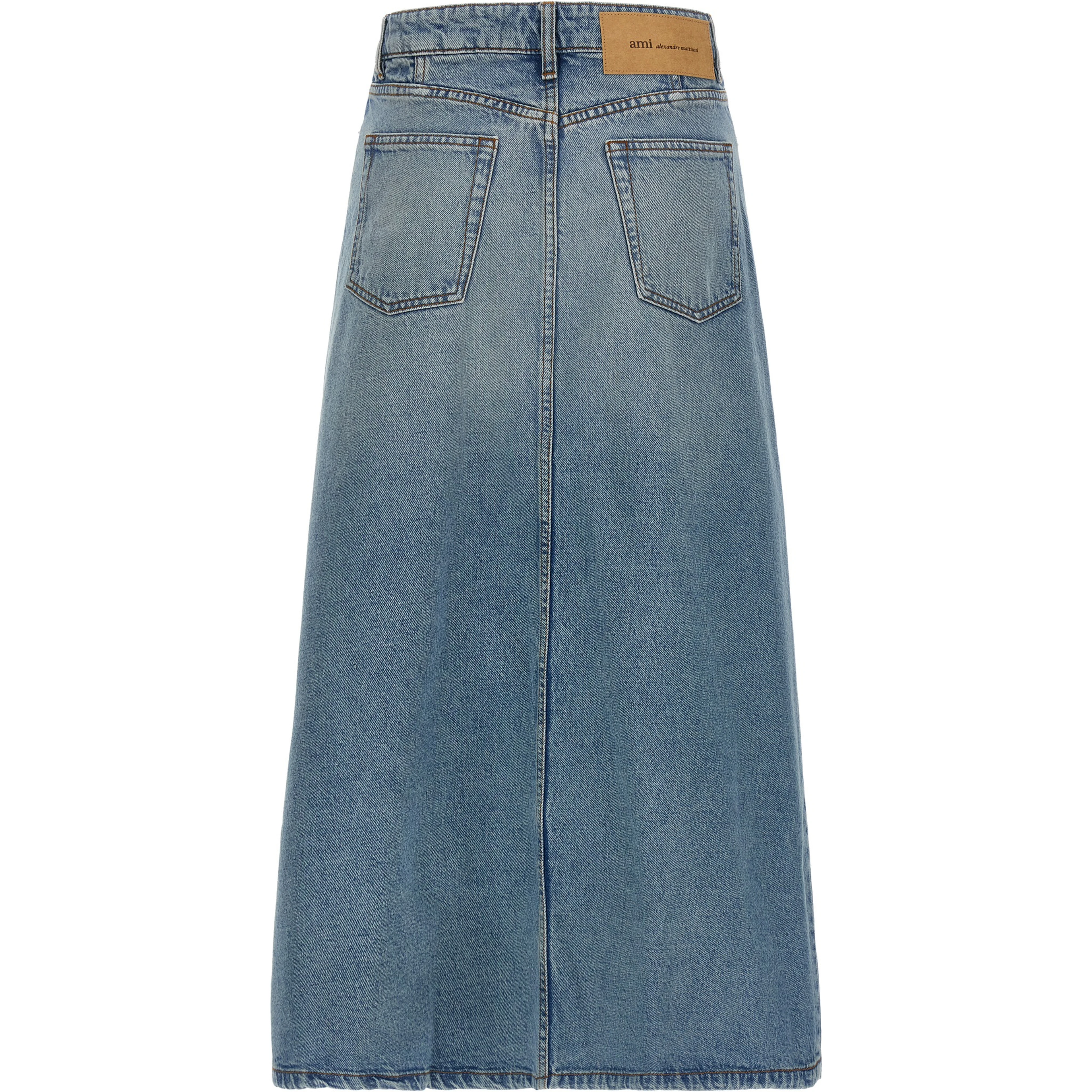 Blue Cotton Midi Skirt