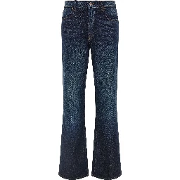 Blue Cotton Flared Jeans